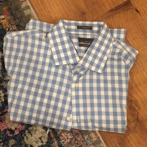 CALIBRATE Other - Light blue check dress shirt